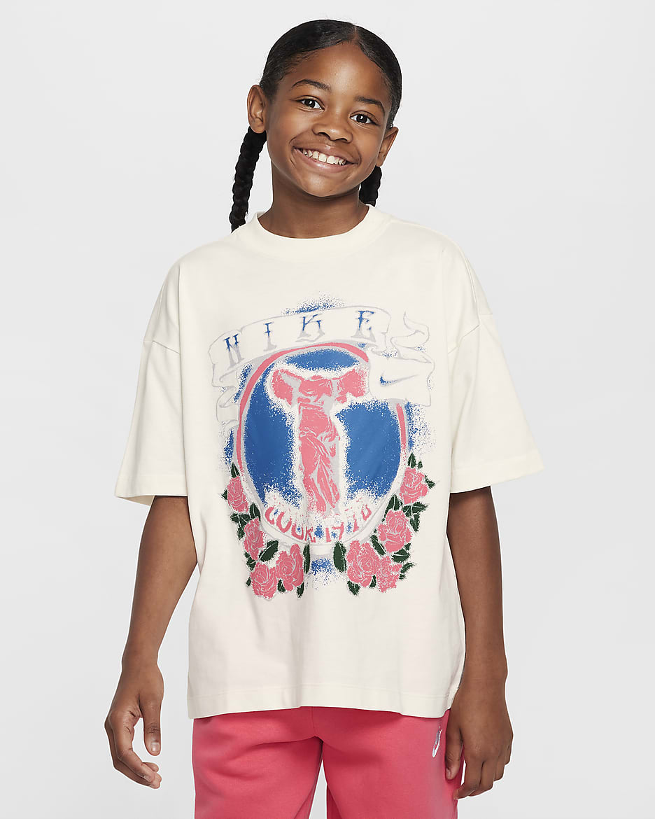 Nike Sportswear Big Kids Girls Oversized T Shirt Brown